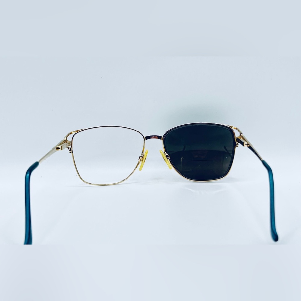 Vintage Menrad Gold Blue Oval Sunglasses Frames Only - Picture 6 of 8